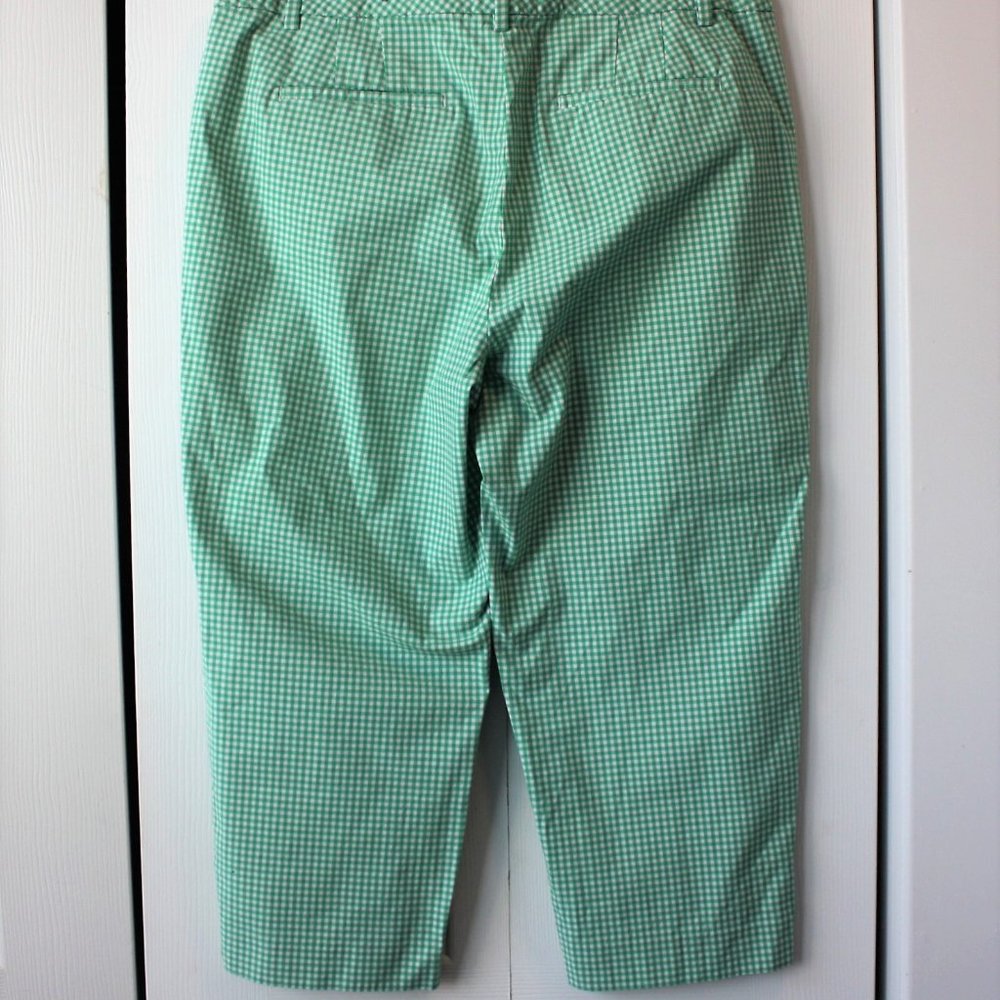 Talbots Size 12 Green Gingham Plaid Perfect Skimmer Cropped Pant - Picture 5 of 7